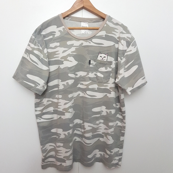 RIP N DIP L Cat Grey Camo T-Shirt Size Large - Picture 3 of 8